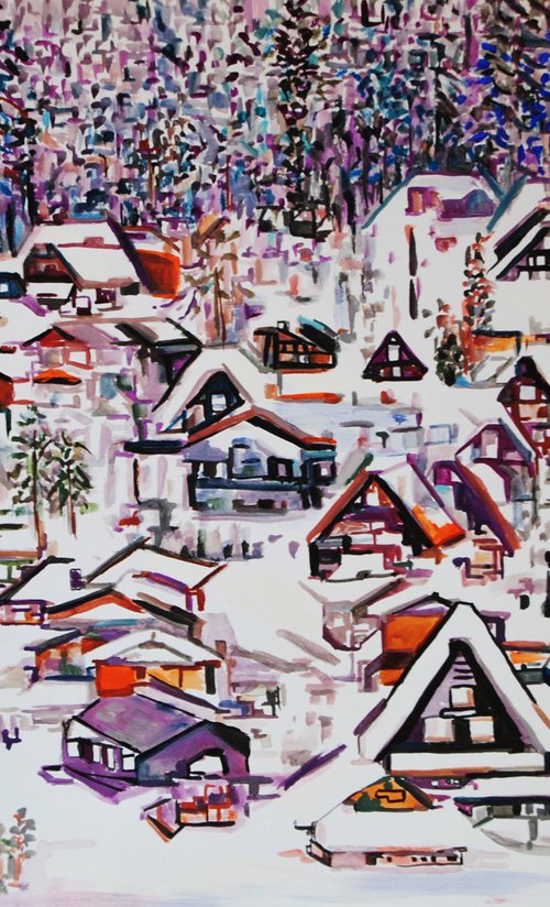 Winter Village  / 70 x 50 cm by Alexandra Djokic