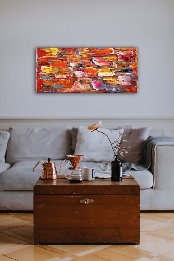 "Stop Pushing Me" - FREE SHIPPING to the USA - Original PMS Oil Painting On Reclaimed Wood - 36 x 16 inches