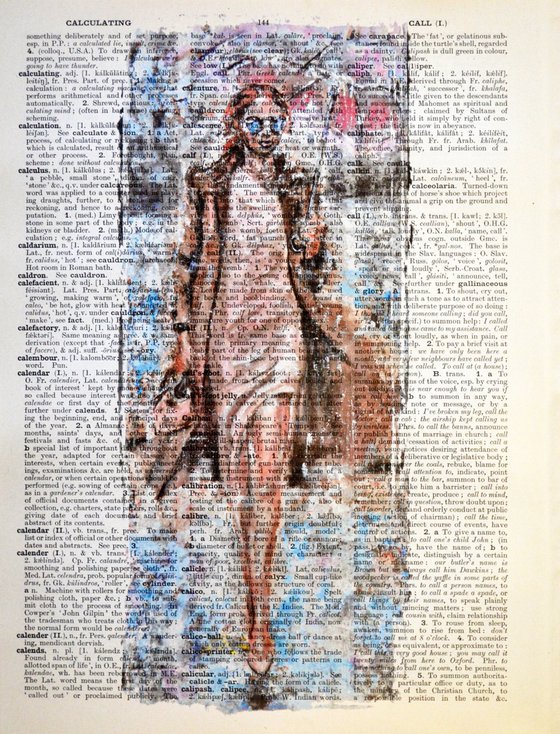 City Sound - Collage Art on Large Real English Dictionary Vintage Book Page