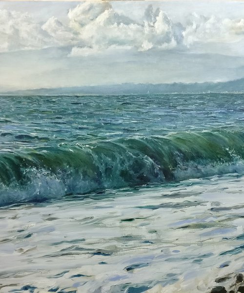 The coast -- extra large seascape painting with impressionistic brush stroke from award-winning artist by Leonid Plekhanov