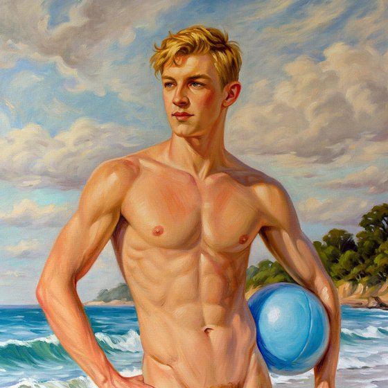 SUMMER REVERIE (NUDE MAN ON THE BEACH)