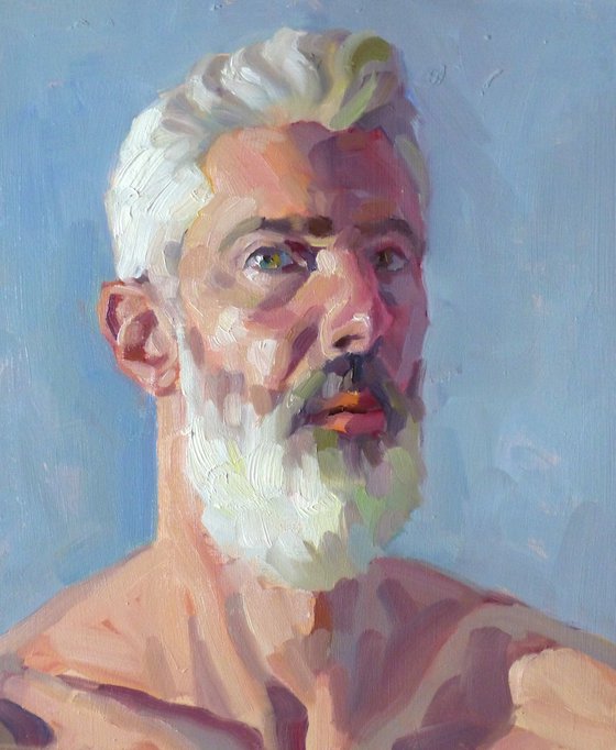 Bearded Self-Portrait, original oil painting