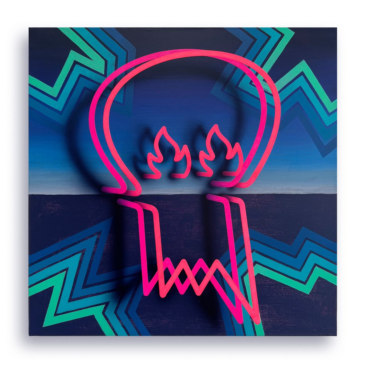 Urban And Pop Abstract Acrylic Painting By Mike Edwards, 16 X 16", Firenze, Original Artwork