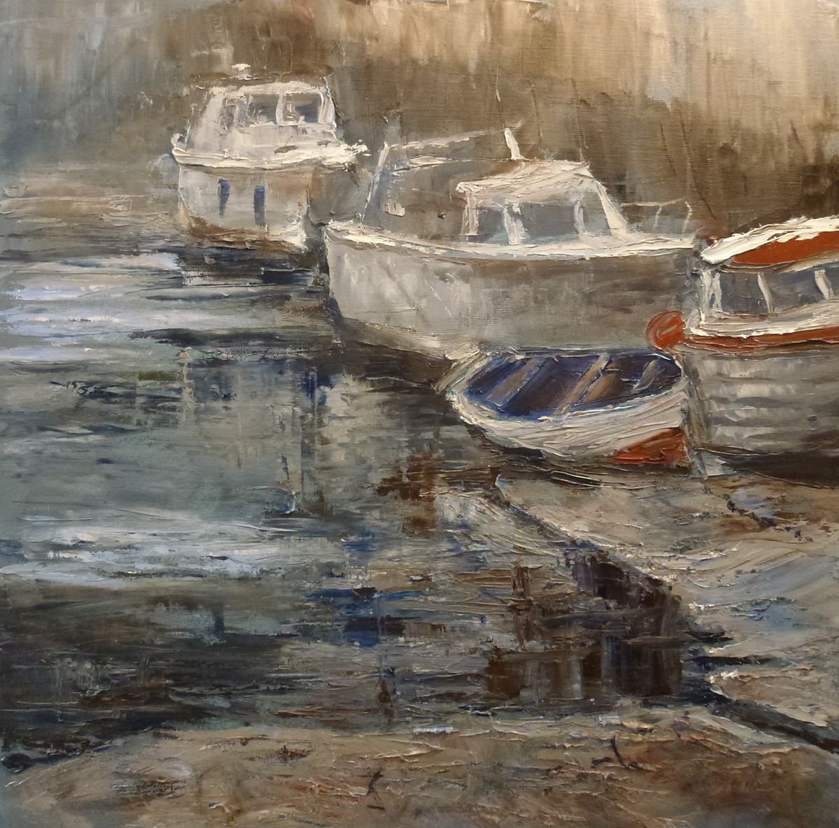 Sheltered Boats by Jean Perrett