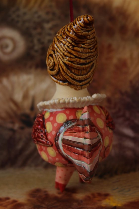 Mystical sweetie bird. Ceramic hanging sculpture