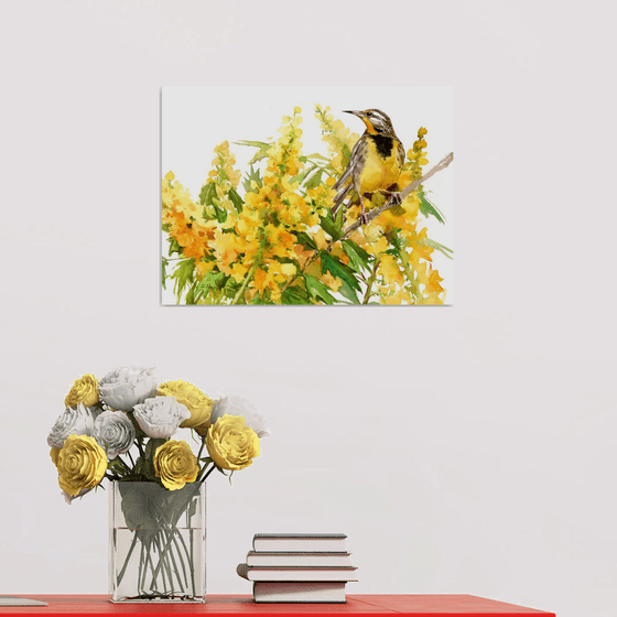 Meadowlark and Flowers