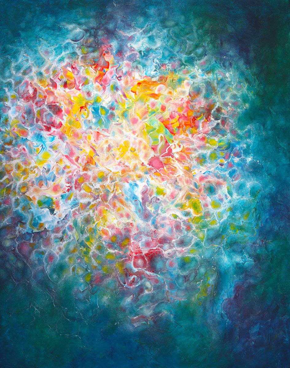 Abstract Acrylic Painting By Tam Chianta, 24 X 30", Every Hue Unfolds, Original Artwork