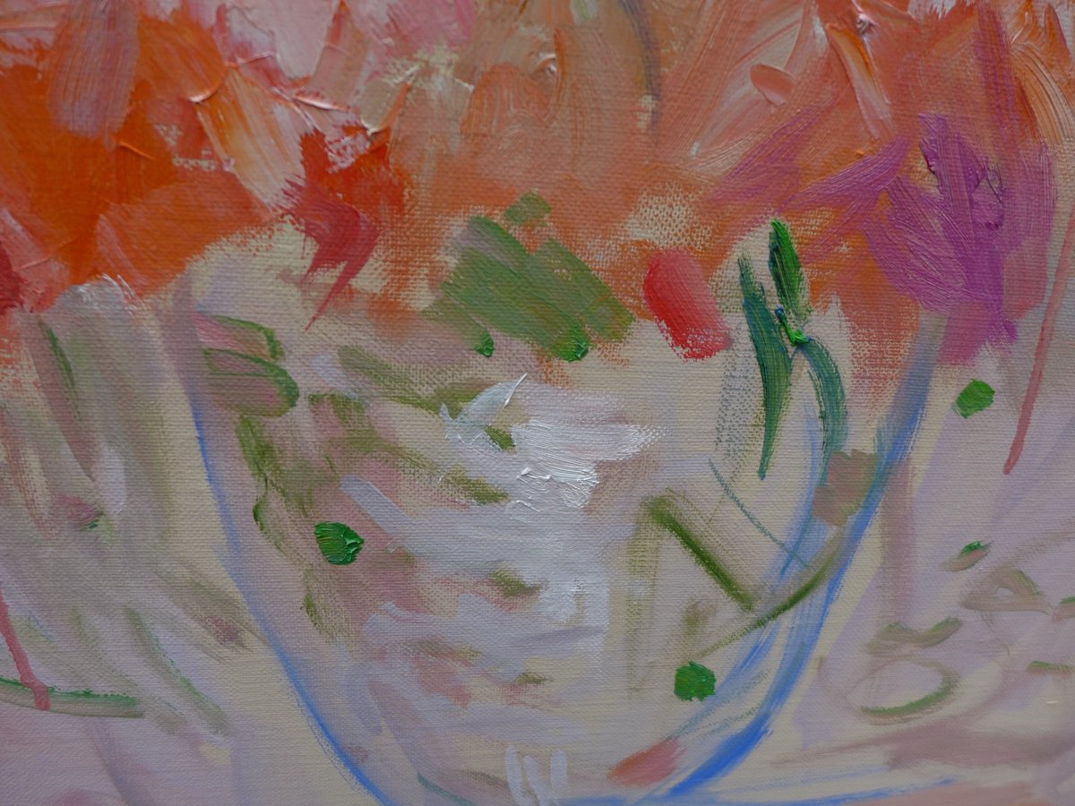 Impressionistic Abstract Oil Painting By Irina Smirnova-Seymour, 31 X 31, Red Flowers, Original Artwork