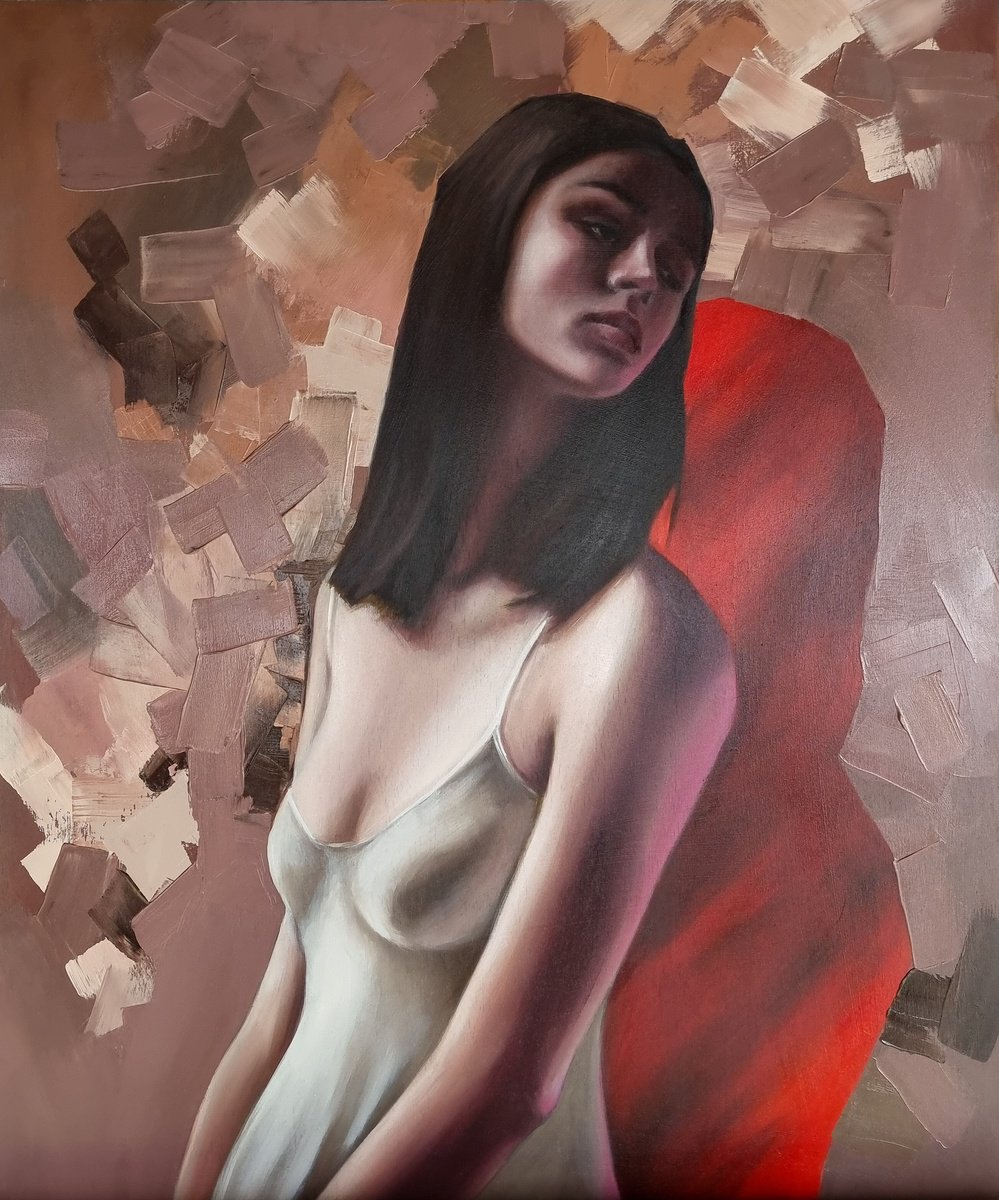 Expressive Portrait Oil Painting By Artmoods Tp, 20 X 24, The Follower, 6, Original Artwork