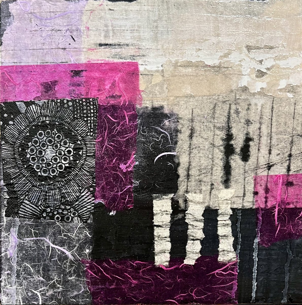 Abstract Botanical Painting By Shellie Garber, 12 X 12", New Dawn, Original Artwork