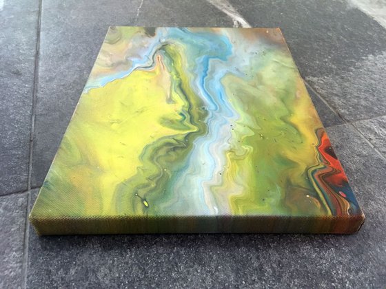 "A River Runs Through It" - Original Small Abstract PMS Fluid Acrylic Painting - 12 x 9 inches