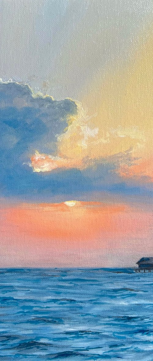 Hawaiian sunset hand-painted Oil Painting by Valentina Ash
