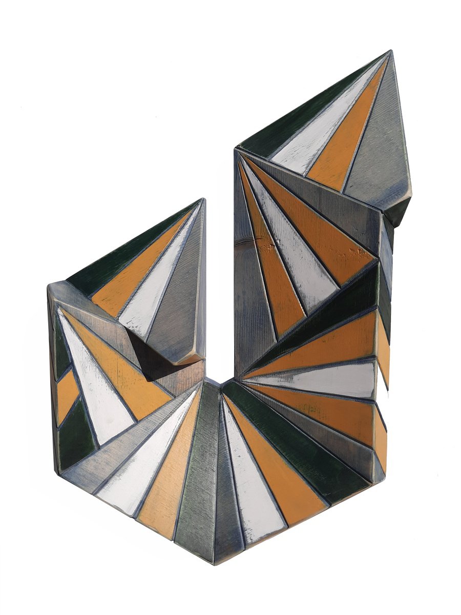 Geometric Abstract Relief By George Troyanov, 16 X 25, Redolence, Original Artwork