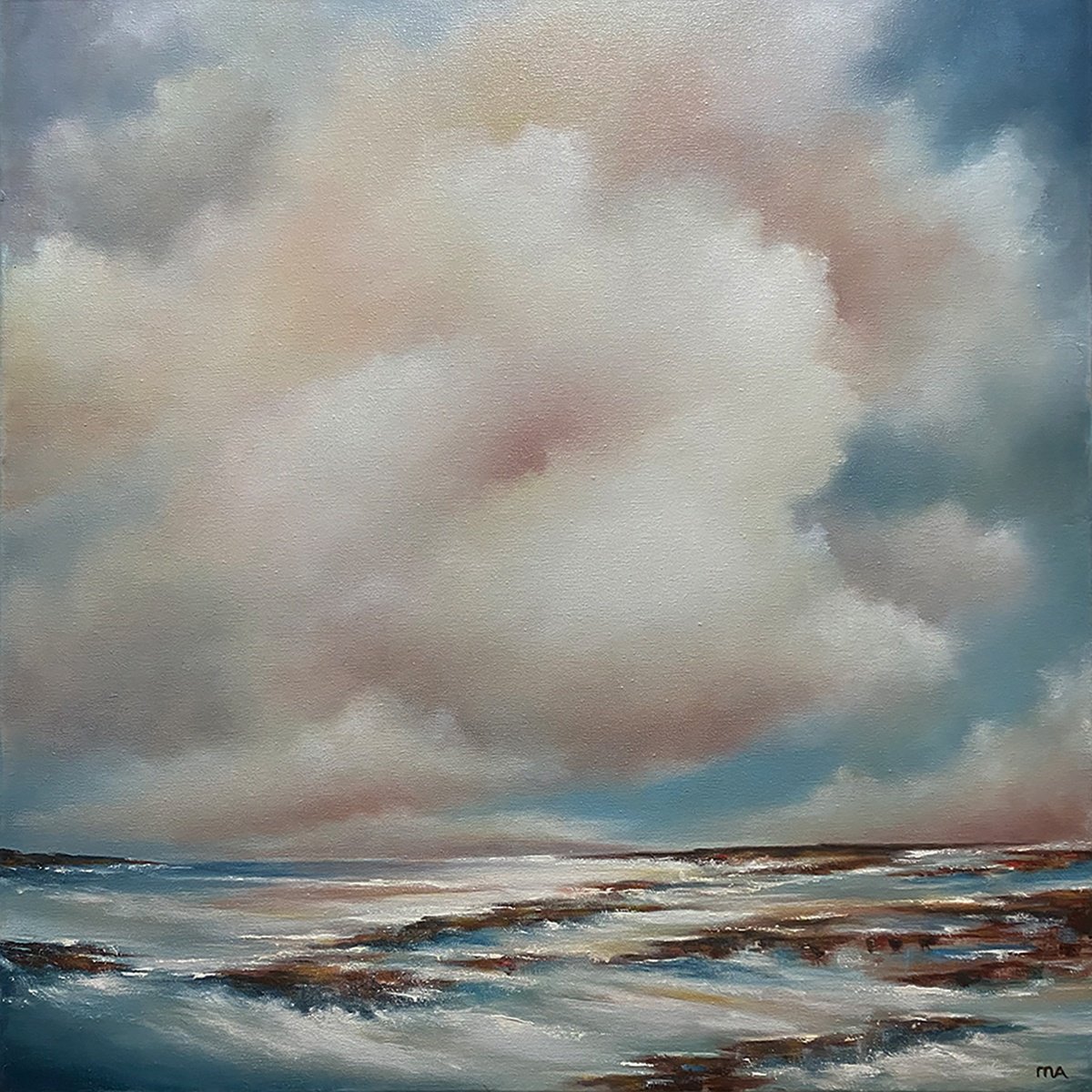 Abstract Landscape Oil Painting By Mullo Art, 26 X 26", Windswept Silence, Original Artwork