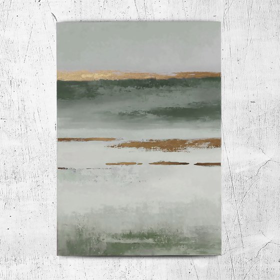 "Olive Placidity 2" Sage green abstract art
