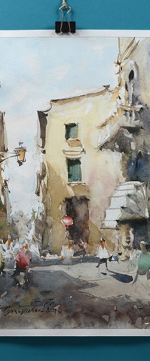 Padova Watercolor Painting by Marin Victor