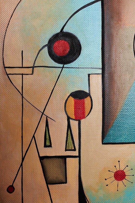 Geometric girl. Joan Miro style