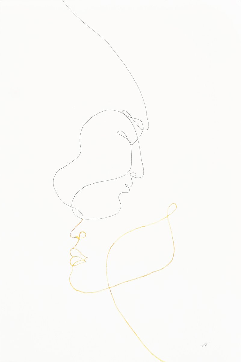 Portrait Ink Drawing By Aneta Gajos, 15 X 22, Woman-Man, Original Artwork