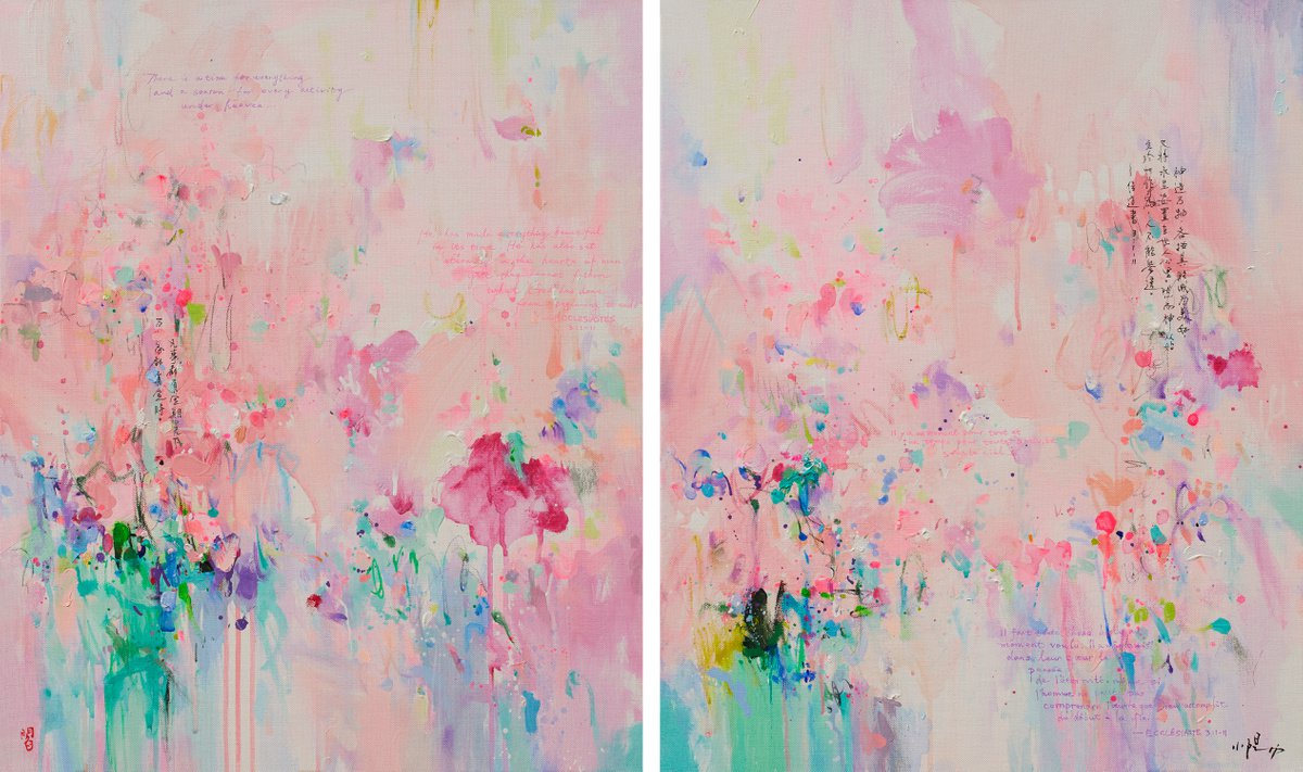 Abstract Botanical Painting By Xiaoyang Galas, 39 X 24", Feeling, Original Artwork