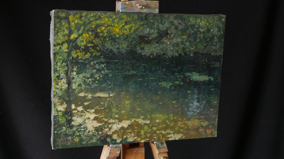 Three Autumn Paintings - original impressionist river autumn landscapes paintings