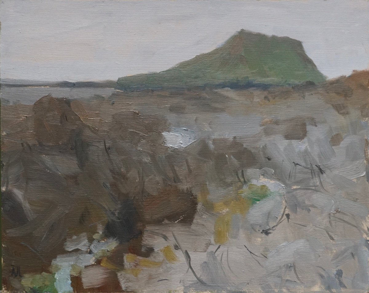 Impressionistic Landscape Oil Painting By Alex James Long, 12 X 9, Rocky Shoreline, Wales, Original Artwork