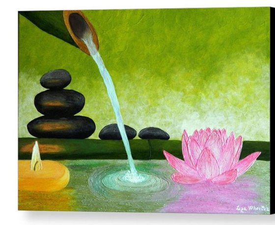 Harmony - peace of soul painting; pink lotus flower
