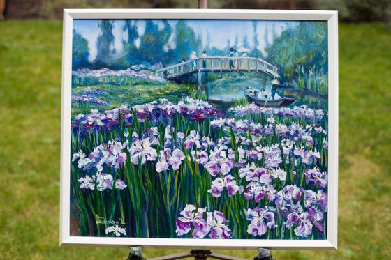 Japanese garden. Irises