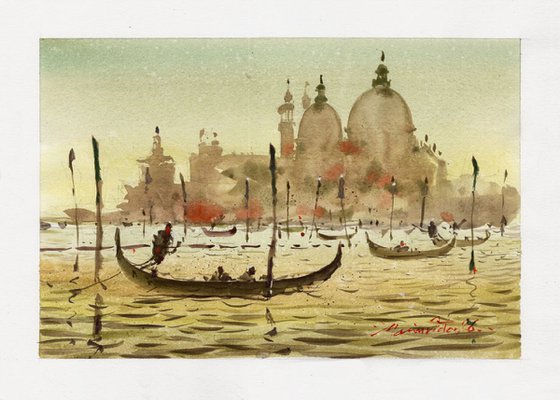 Gondolier on Grand Canal, Venice.
