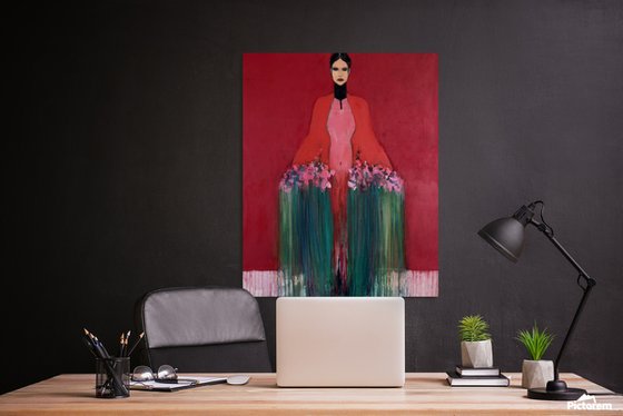 Girl with Flowers II (Red)