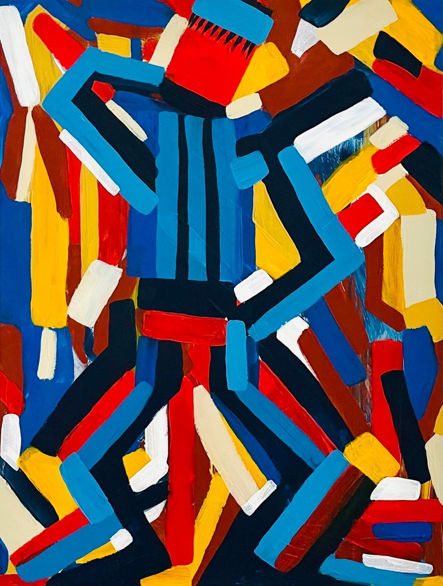 Abstract Acrylic Painting By Nan Zhao, 24 X 31", Dancing 2, Original Artwork