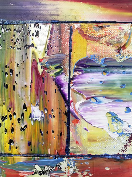 "Three's A Crowd" - FREE USA SHIPPING - Original Large PMS Abstract Triptych Oil Paintings On Canvas - 60" x 20"