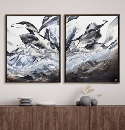 Deux Waterbird Dyptich by Novi Lim
