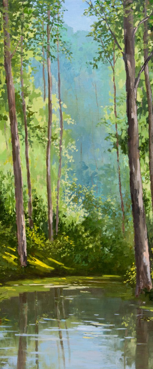 Forest chill. Oil painting. Landscape. Original Art. Large painting. On canvas 24 x 34in. by Tetiana Vysochynska