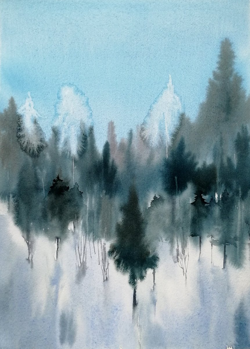 Blue Winter forest by Marina Zhukova