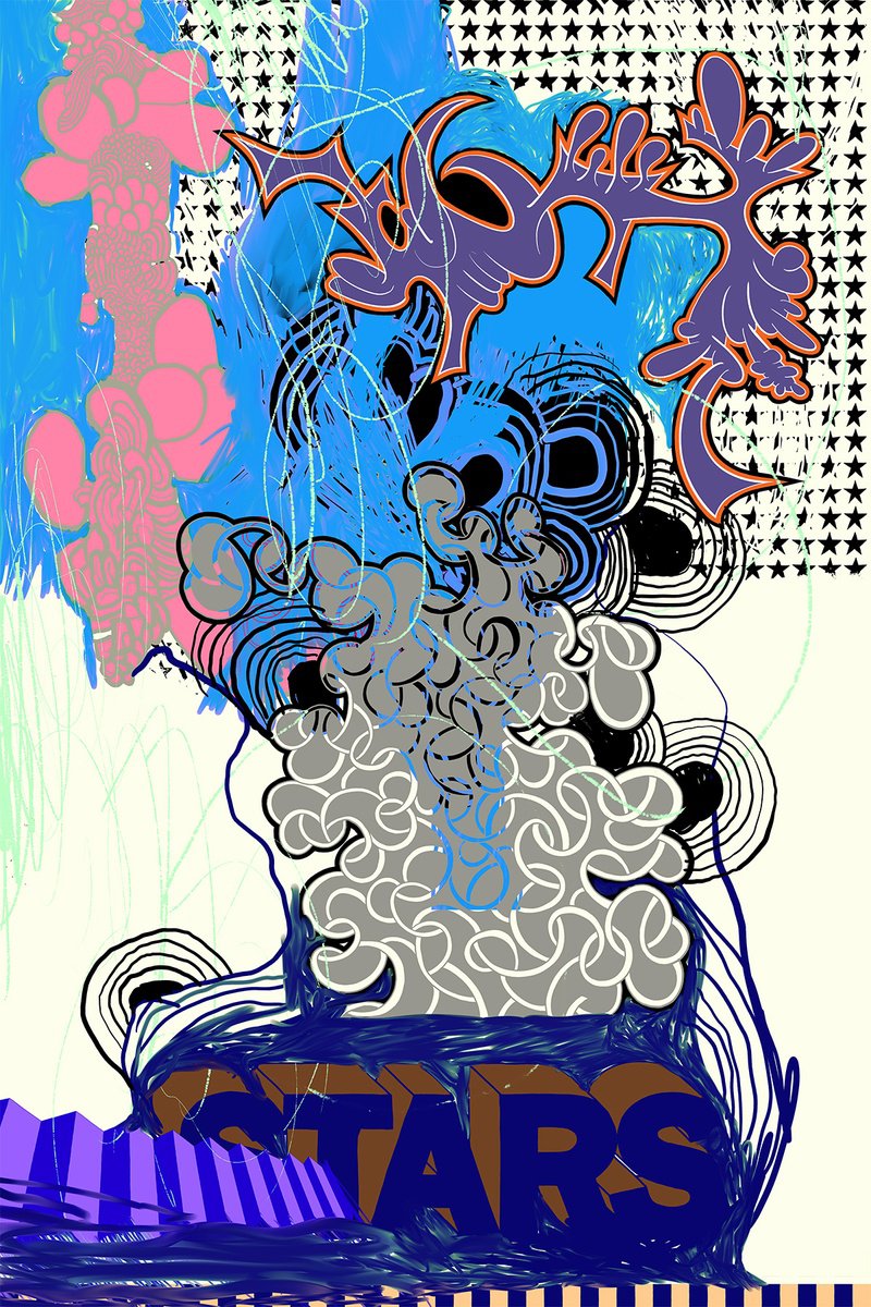 Abstract Giclee Print By Alasdair Willis, 16 X 23, Stars, Original Artwork