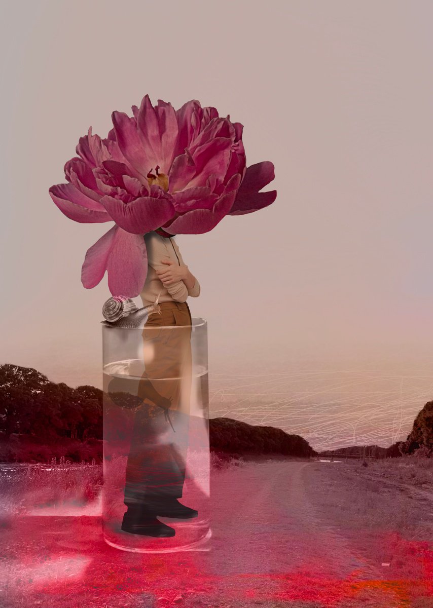 Portrait Giclee Print By Alina Lobanova, 17 X 23, Glass Of Water With Flower, Original Artwork