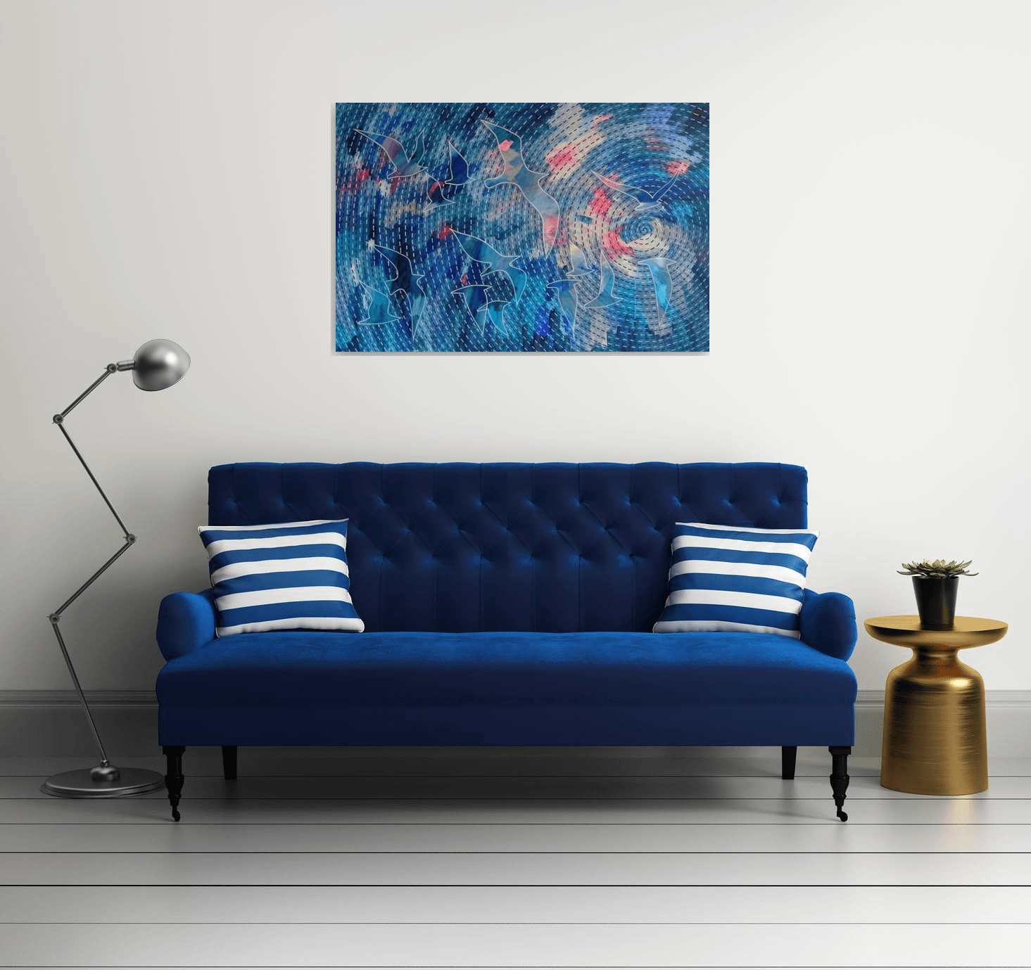 Flying Hearts Blues 8x8 original acrylic high gloss painting — Carla Bank