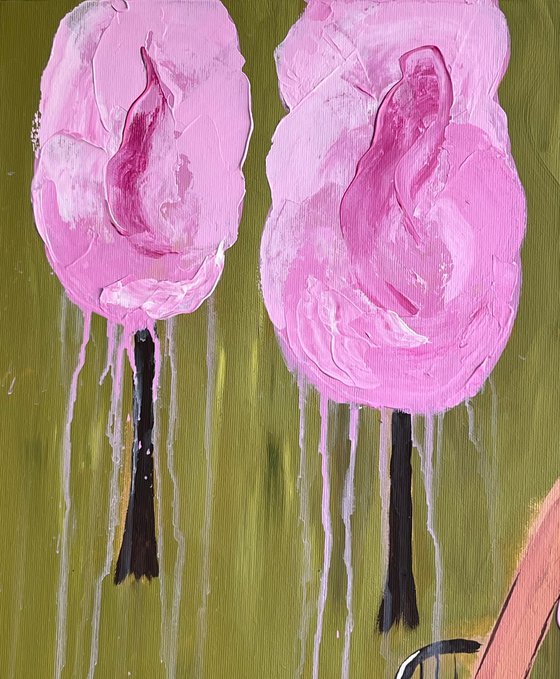 Woman with Cat Painting