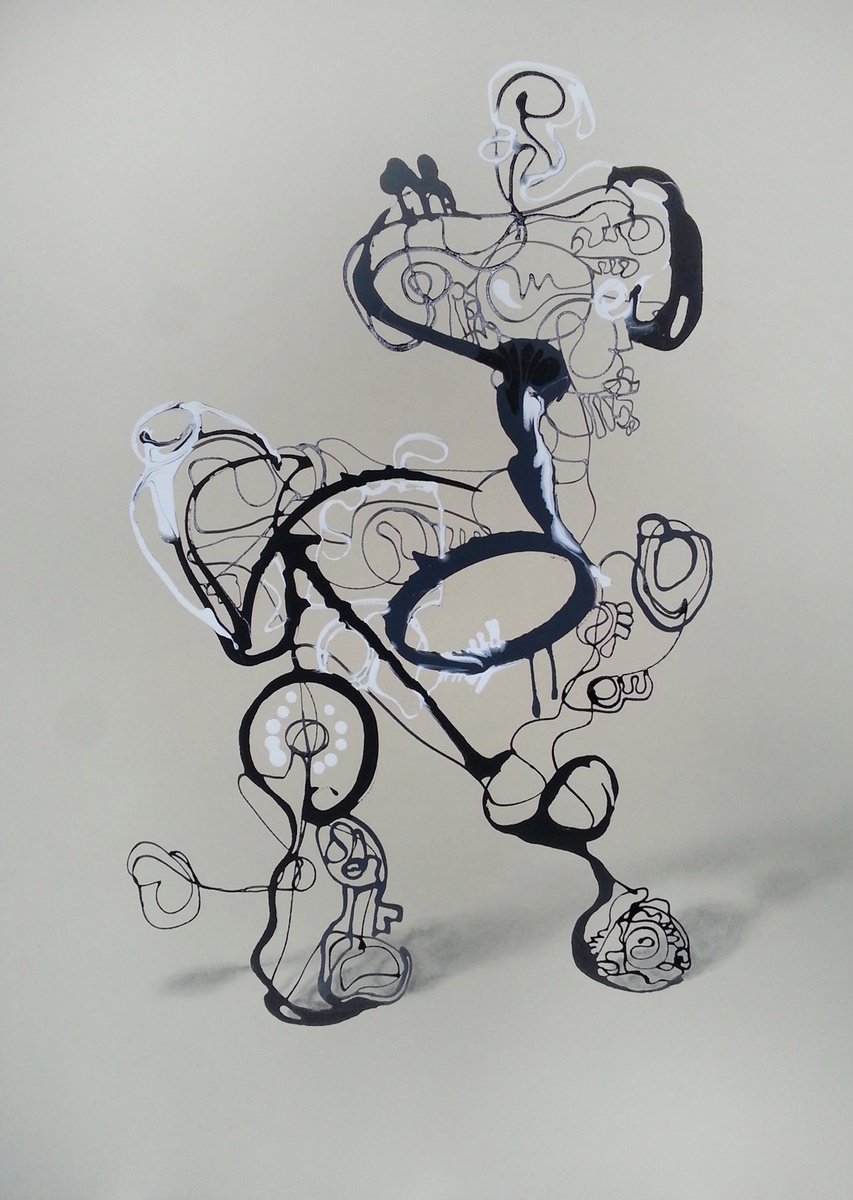 Surrealistic Animal Acrylic Painting By Stefano Mazzolini, 20 X 28", Canmet, Original Artwork