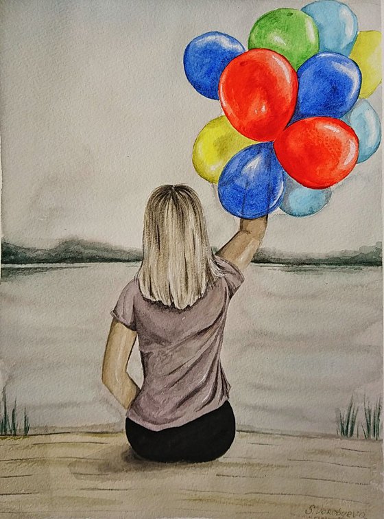 Ready to fly. Watercolor painting.