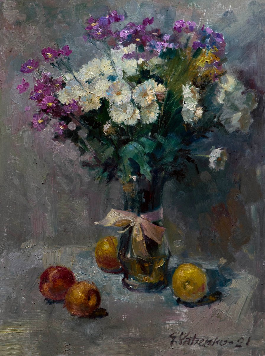 Wildflowers and peaches by Sergei Yatsenko