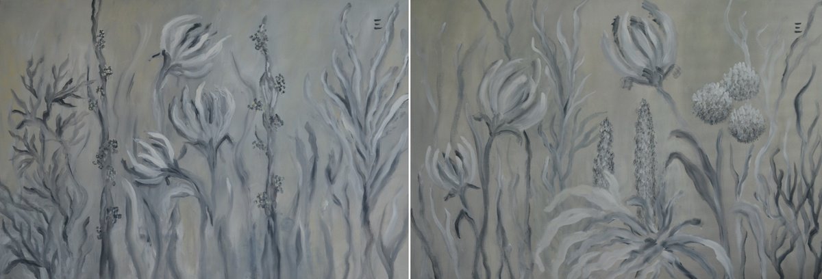 Impressionistic Botanical Acrylic Painting By Eliana Engler, 102 X 35, Flores Iv, Original Artwork