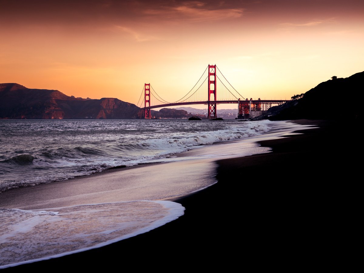 Photorealistic Cityscapes Photograph By Harv Greenberg, 40 X 30, Dawn At The Golden Gate, Original Artwork