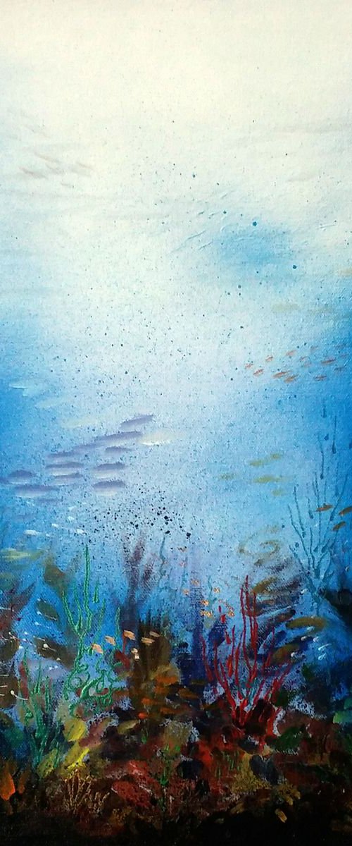 Under the Sea - Acrylic on Canvas Painting by Samiran Sarkar