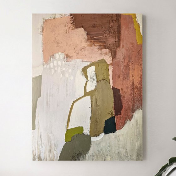 "Eclipse" Rust olive green abstract art