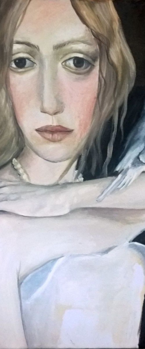 Girl with a bird by Viktória Déri