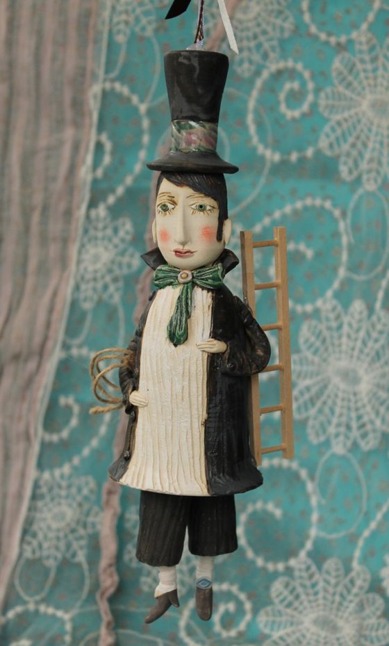 Chimney sweep, sculptured bell-doll