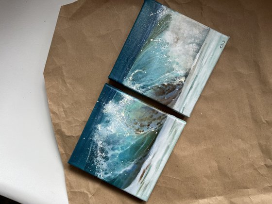 Diptych Sea Ocean Realistic Oil