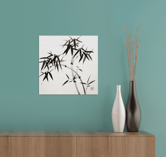 Two intersecting bamboo trunks