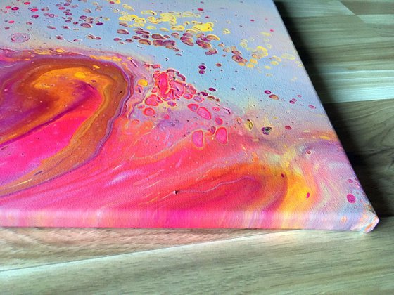 "Blowing Bubbles" - SPECIAL Valentine's Day Price + FREE USA SHIPPING - Original Abstract PMS Fluid Acrylic Painting - 16 x 20 inches